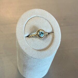 Mazza Blue Topaz 18k Beaded Ring